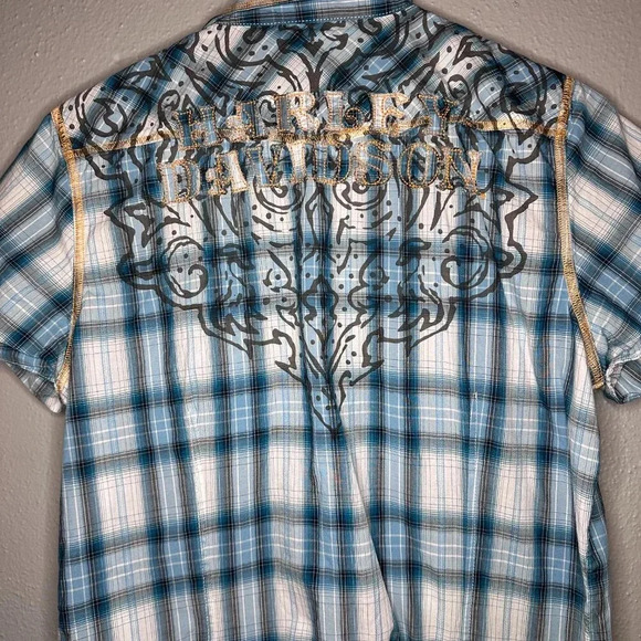 HARLEY DAVIDSON Shirt Women's M Embroidery Button Up - GREAT CONDITION - Picture 6 of 8